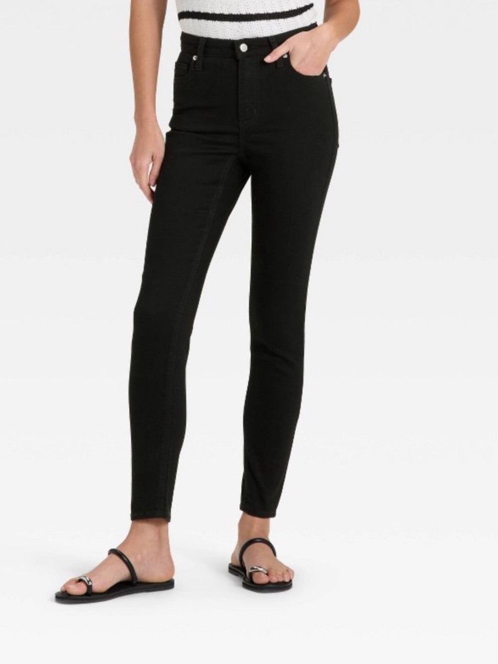 Universal Thread Women’s High Rise Skinny Pants Black Solid Regular Size 8